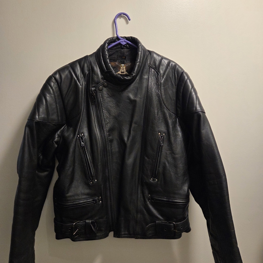 EST ASHY 1978 Black COWHIDE Leather Bomber Jacket